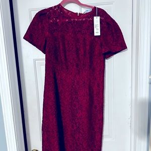 Draper James Red/Black Lace Sheath Dress 10 NWT